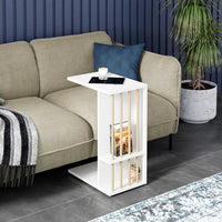 Masuta laterala cu roti, tip C, compacta, stil scandinav, 64 x 44 x 28,7 cm