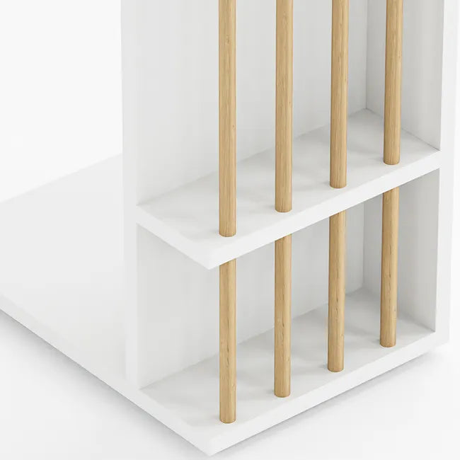 Masuta laterala cu roti, tip C, compacta, stil scandinav, 64 x 44 x 28,7 cm