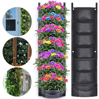 Jardiniera verticala neagra cu 6 buzunare material textil - imagine 7