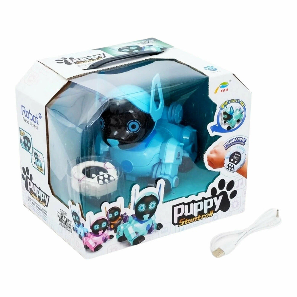 Robot Catelus Smart cu telecomanda ceas, cantece, lumini, rotire 360 de grade