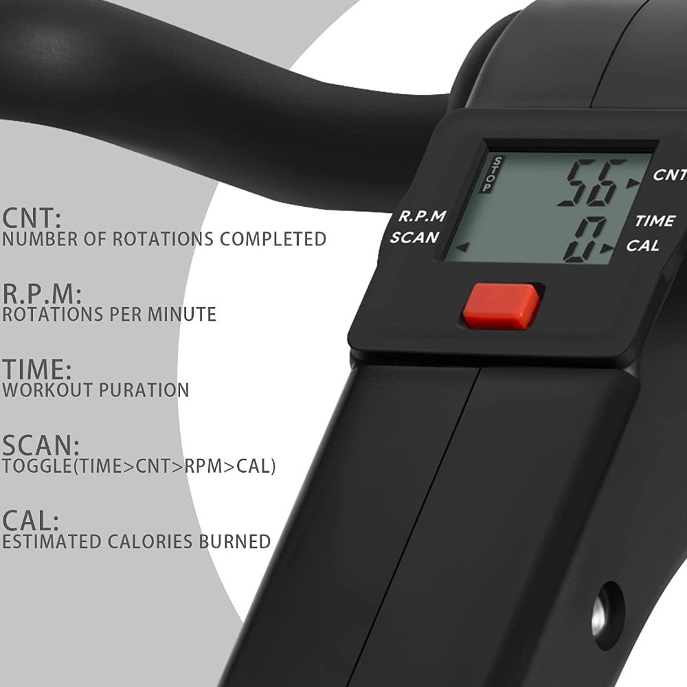 Mini bicicleta de antrenament pentru maini si picioare, inaltime reglabila, afisaj LCD, 100kg, negru