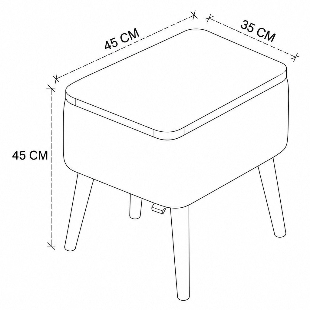 Noptiera cu Depozitare Boucle Alb 45x35x45cm Blat aspect Lemn Natural Picioare Lemn, colectie Teddy
