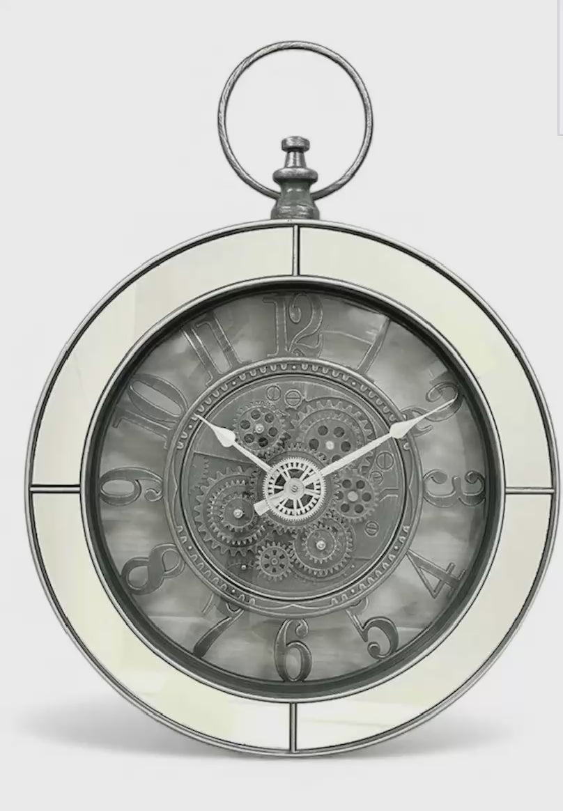 Ceas de Perete Stil Vintage – Design cu Mecanisme Vizibile, Carcasa Metalica cu oglinda si Detalii Premium