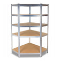RESIGILAT - Raft metalic de colt, cu 5 polite, cadru otel galvanizat, polita MDF, 175 Kg/polita, 180x90x40 cm