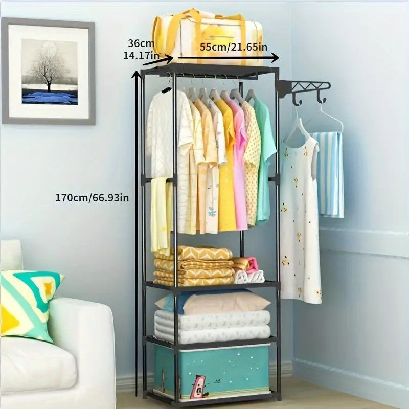 Raft multifuncțional cu 4 niveluri de Pantofi si Haine, 55 x 170 x 36 cm