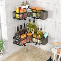 Set 2 rafturi de colt pentru baie sau bucatarie,5 piese, cu suport pentru periuta si pasta de dinti - imagine 2