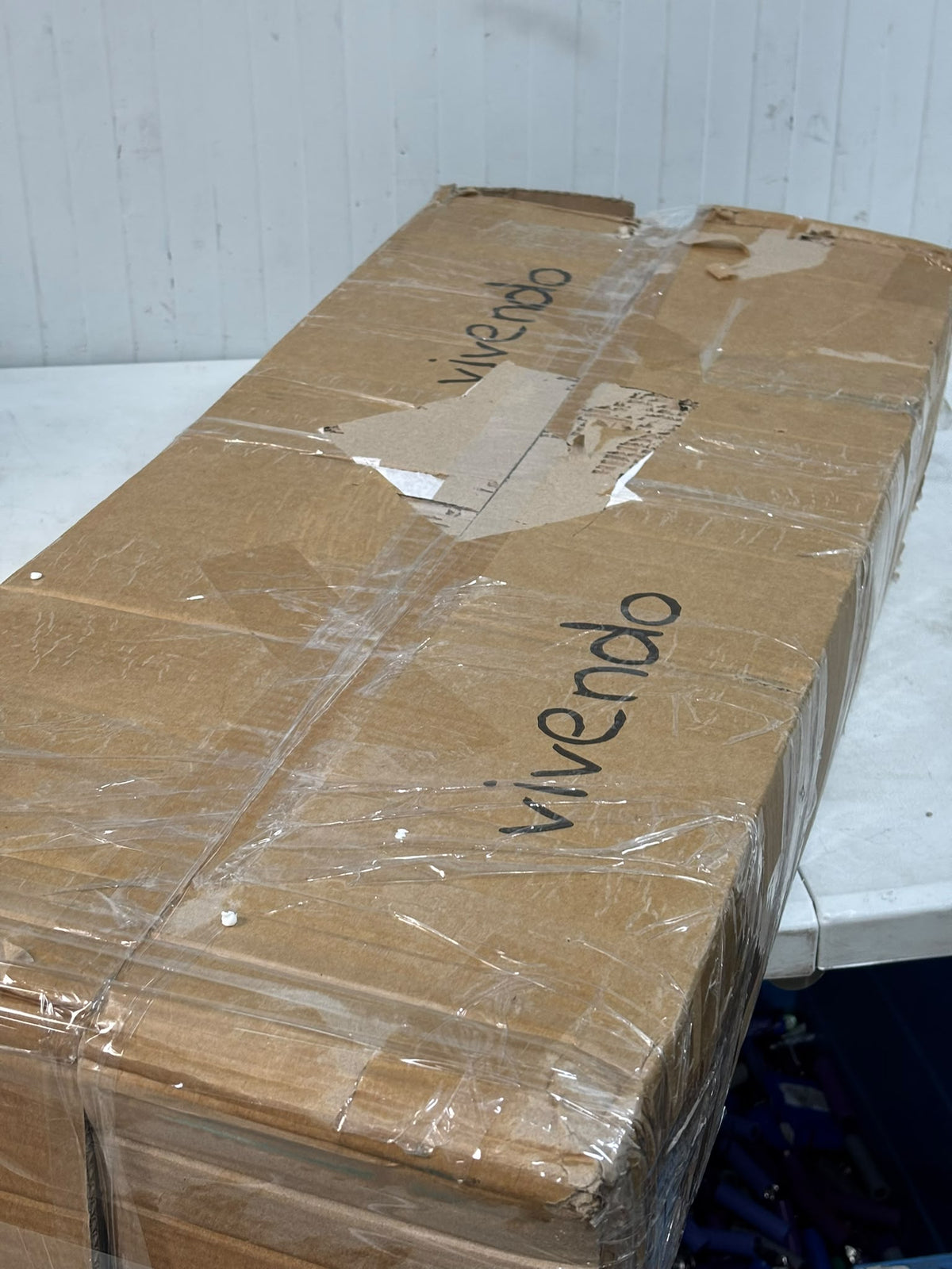 RESIGILAT — Masa toaletă cu oglindă LED tactilă, cu rafturi și sertare – MDF + lemn masiv, alb/gri, 100x120x40 cm Alb · Acceptabil #003