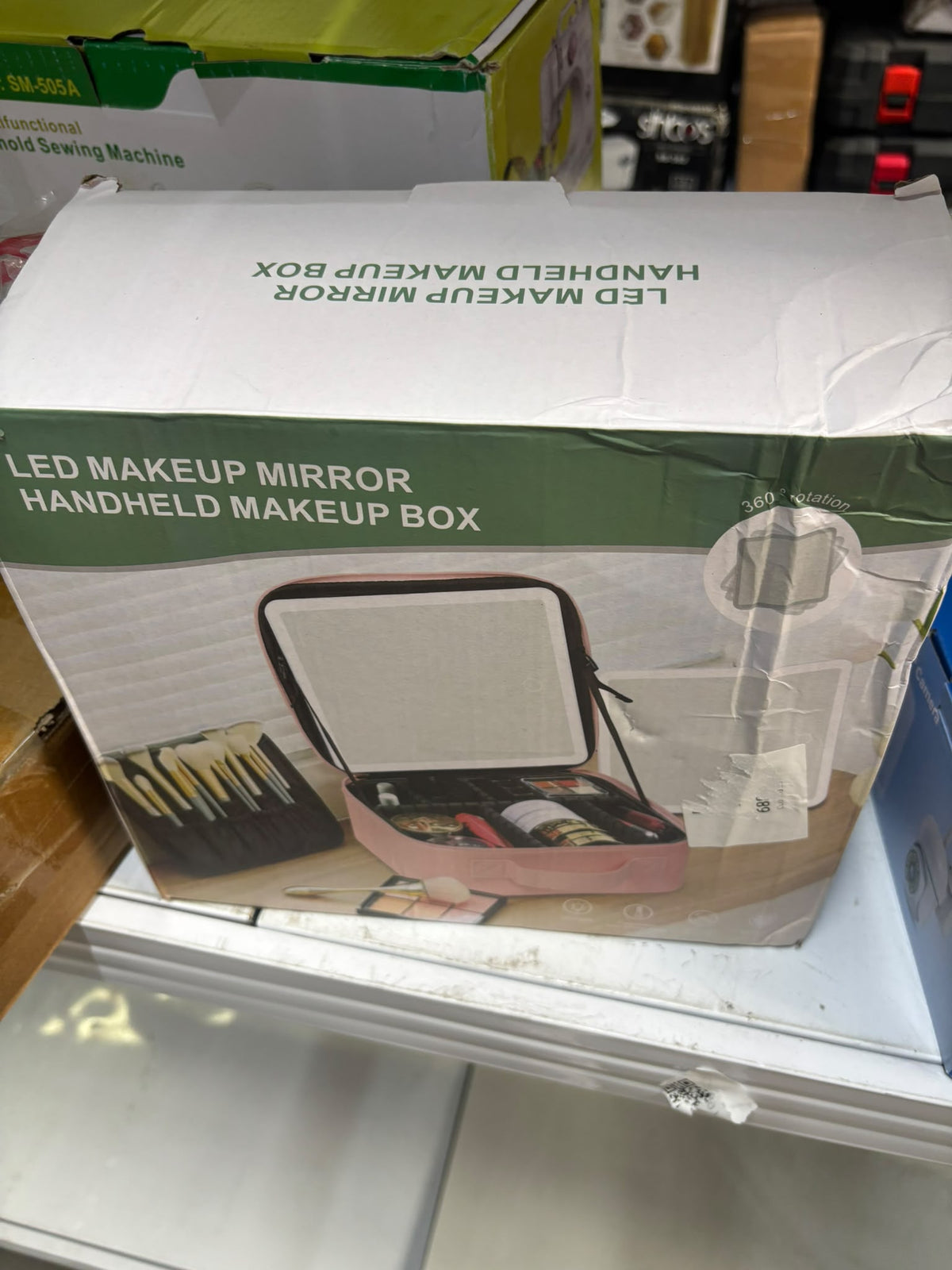 RESIGILAT — Geanta Cosmetica Pentru Make-up cu Oglinda LED  cu Touch, 26x23x11 cm Roz · Incomplet #004