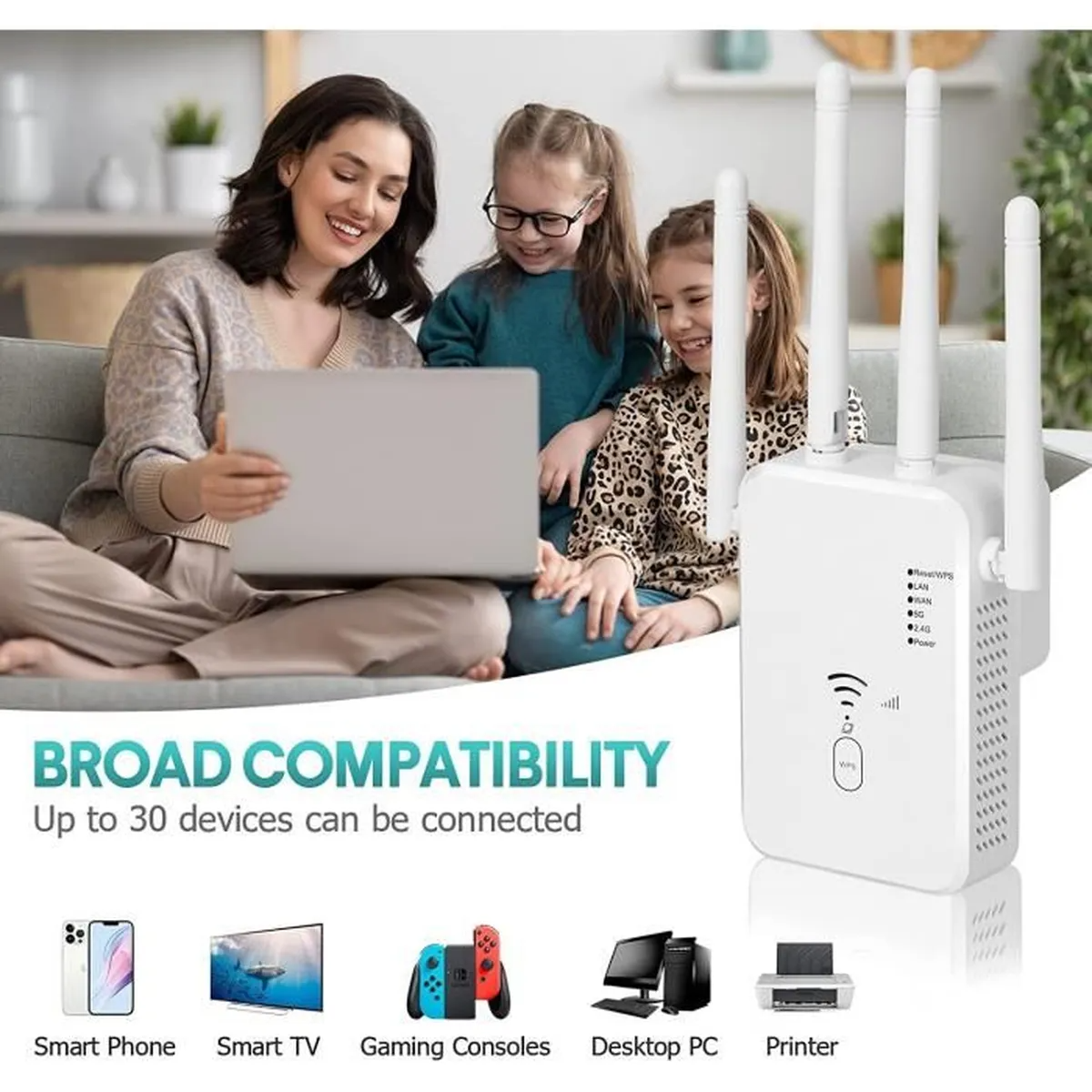 Amplificator retea, Router, WiFi Repeater, Booster, Extender, Dual Band, Gigabit, 1200MB