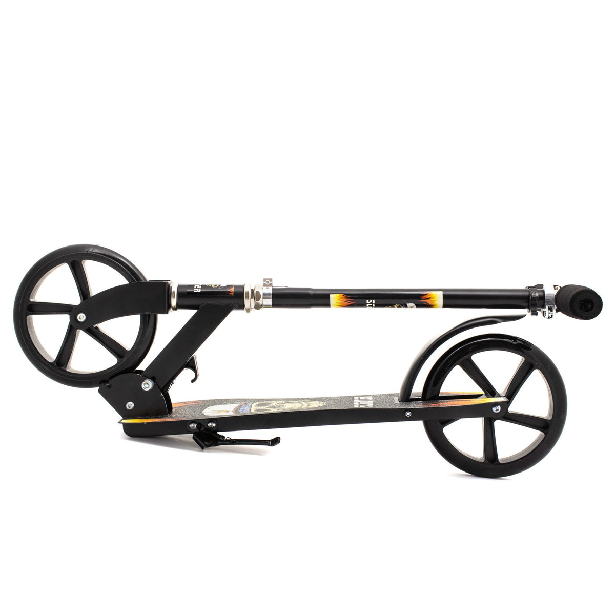 Trotineta pliabila pentru copii 10-16 ani, reglabila pe 3 inalțimi, roti mari din plastic și metal, 86x35x93/98/103 cm, Negru