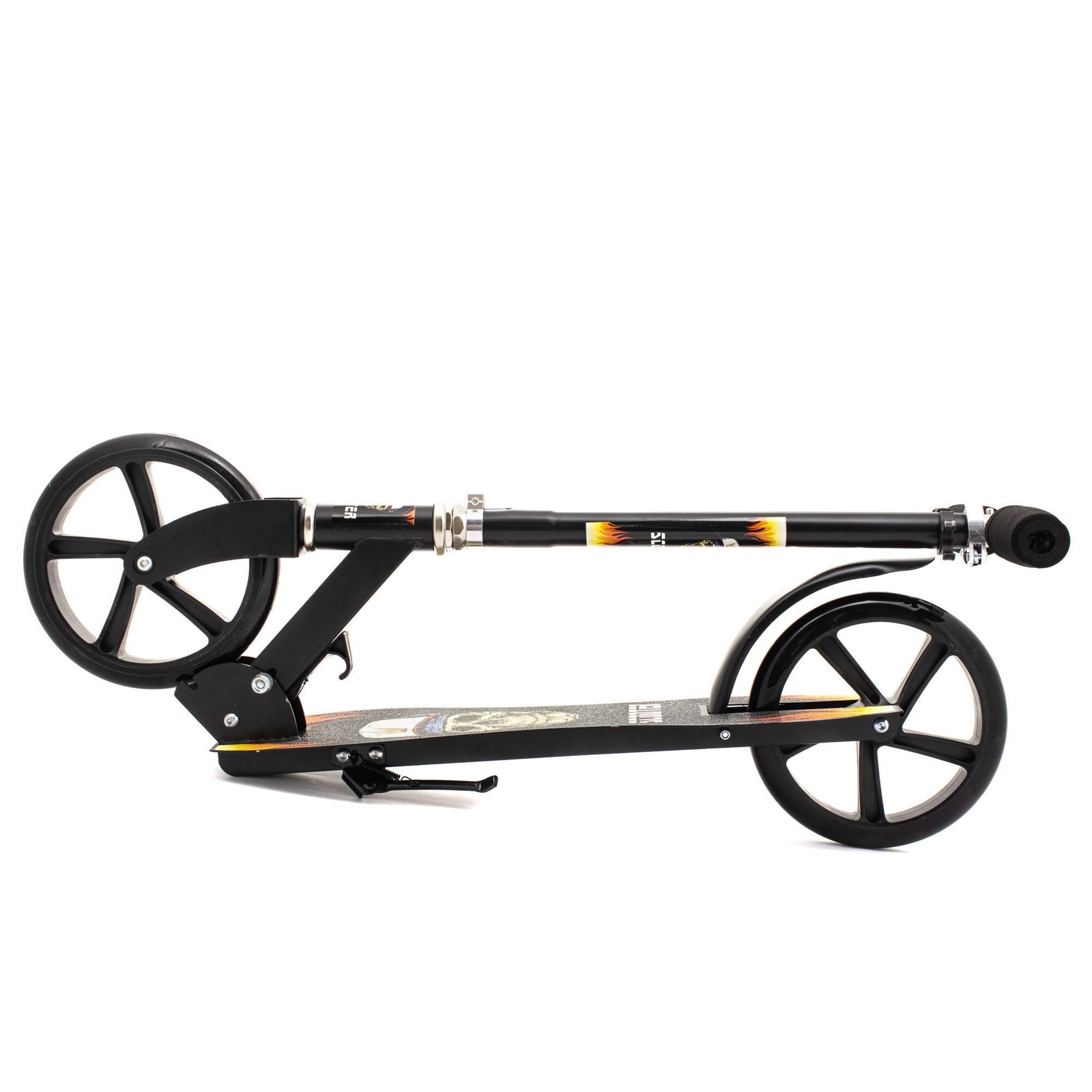 Trotineta pliabila pentru copii 10-16 ani, reglabila pe 3 inalțimi, roti mari din plastic și metal, 86x35x93/98/103 cm, Negru