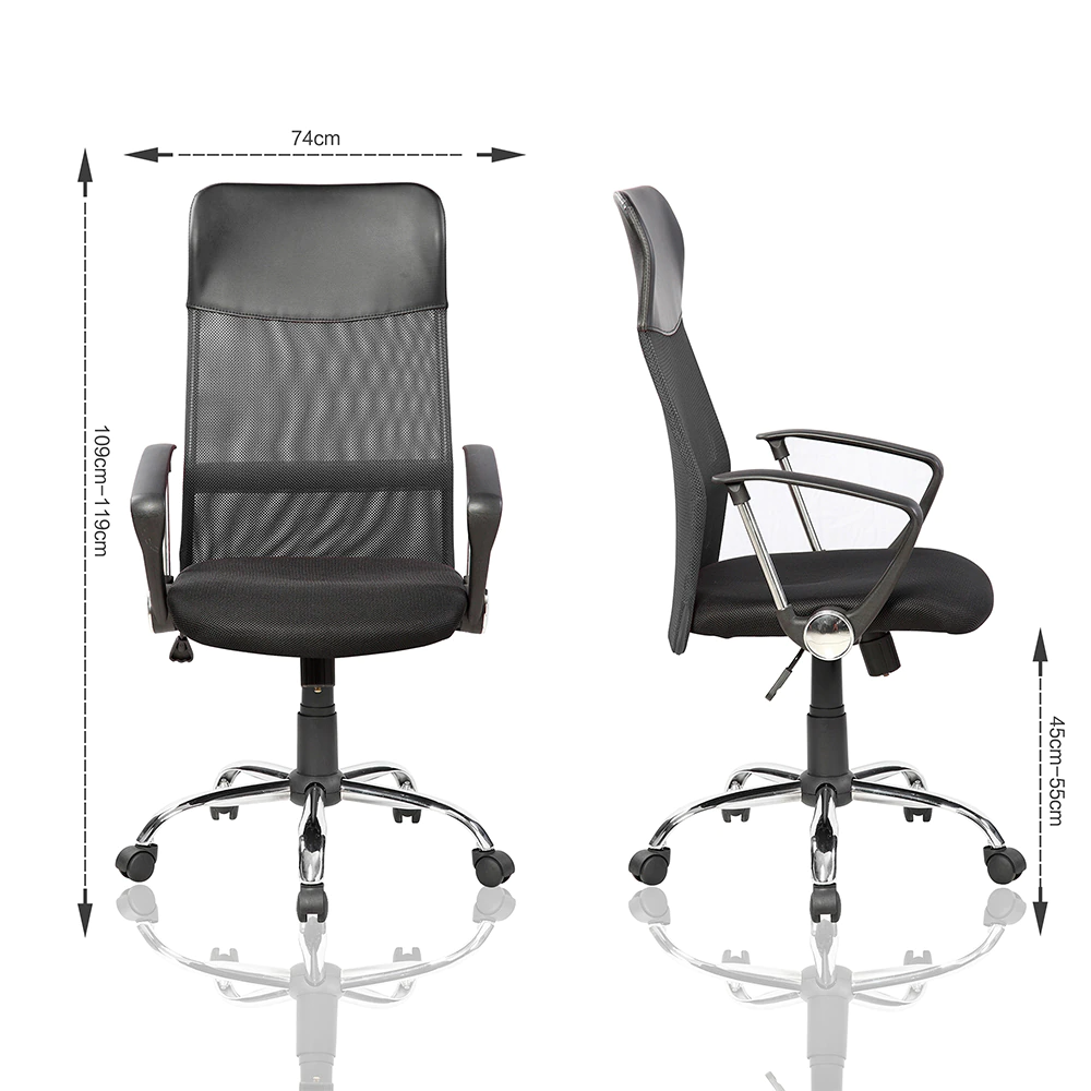 Scaun de birou ergonomic, mesh, inaltime reglabila, mecanism tilt, Negru