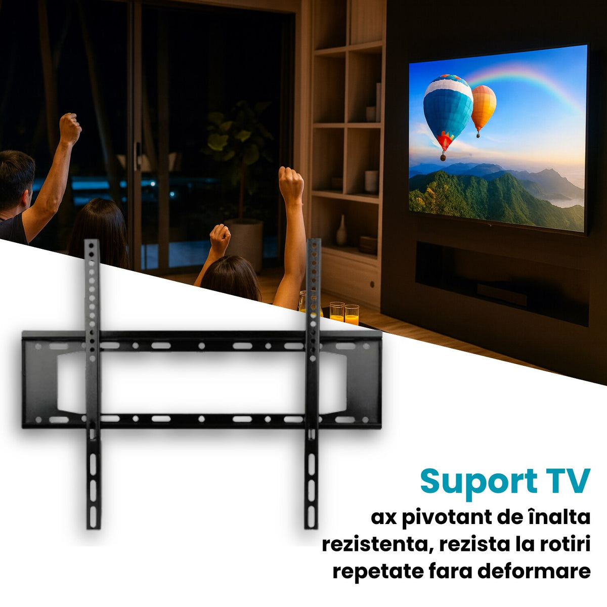 Suport TV fix universal pentru televizoare 40–85 inch, capacitate 75 kg