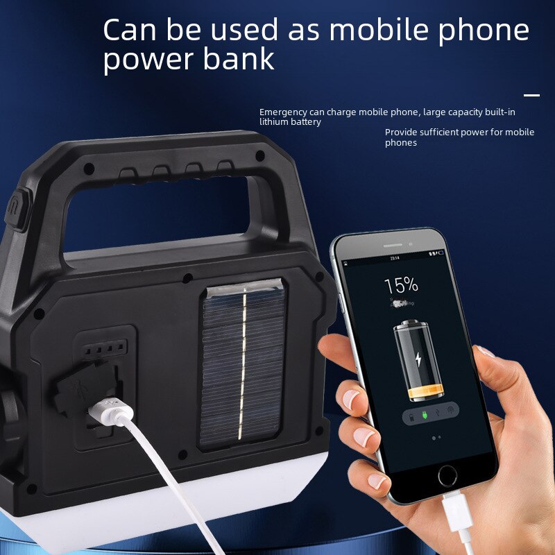 Lanterna solara COB +LED portabila, reincarcabila, raza lunga, 50m, design compact