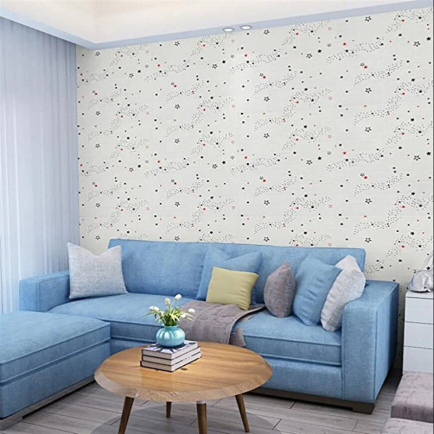 Tapet 3D caramida cu stelute auto-adeziv pentru interior, 70 x 77 cm