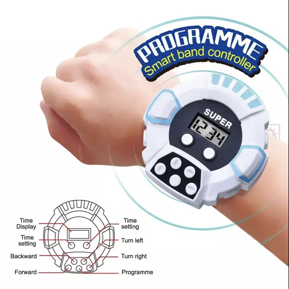 Robot Catelus Smart cu telecomanda ceas, cantece, lumini, rotire 360 de grade