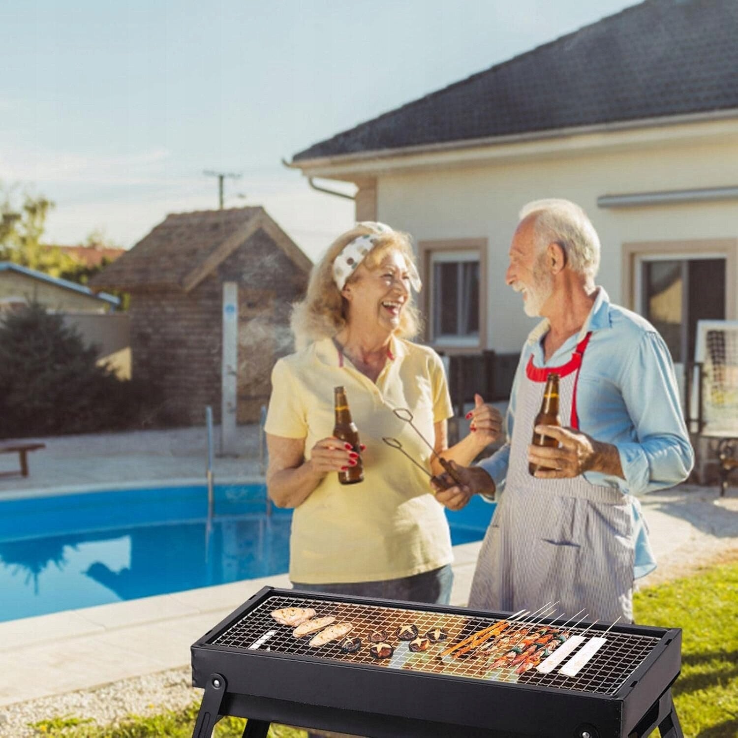 Gratar de gradina pliabil si portabil, 60x22x33cm, negru