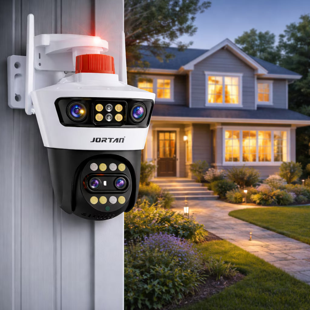 Camera supraveghere WiFi  dubla 9MP PTZ, 4 lentile, vedere nocturna color, detectie miscare, audio bidirectional, IP66