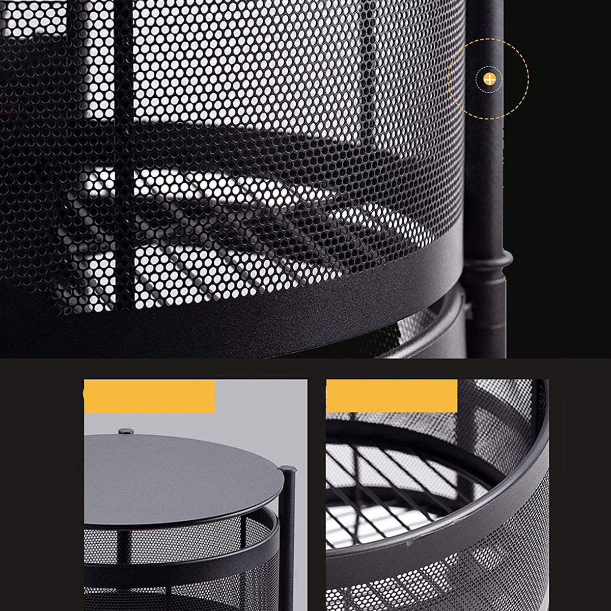 Etajera multifunctionala cu 3 rafturi metalice rotative, 60x34cm