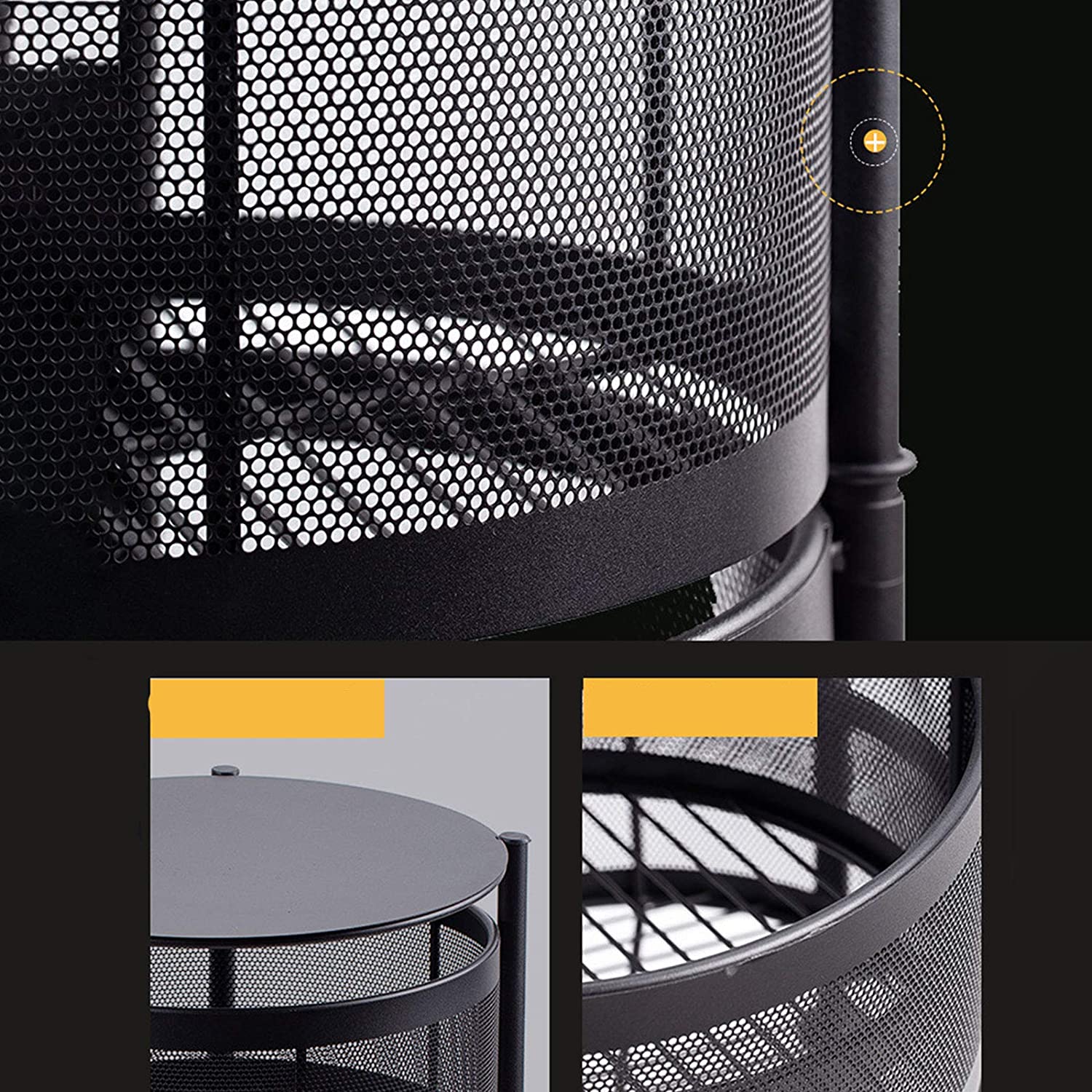 Etajera multifunctionala cu 3 rafturi metalice rotative, 60x34cm