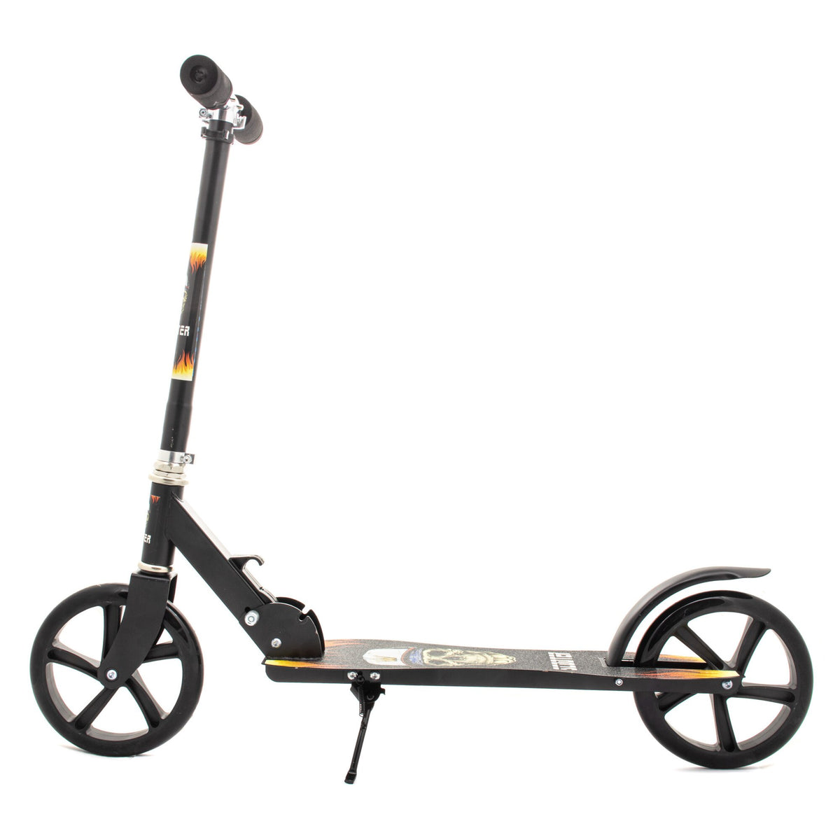 Trotineta pliabila pentru copii 10-16 ani, reglabila pe 3 inalțimi, roti mari din plastic și metal, 86x35x93/98/103 cm, Negru