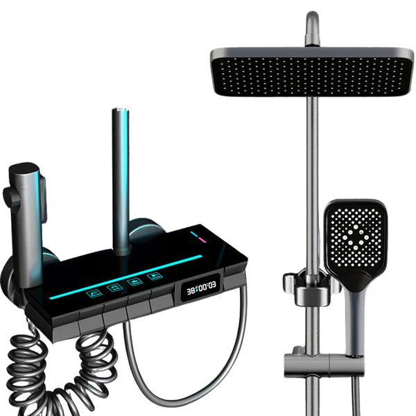Coloana de Dus Smart, Afisaj LED, Control Termostatic, 4 Moduri de Pulverizare, Rotatie 360°, Tehnologie de Pulverizare cu Aer, Lumini LED, materiale Premium, Para Dus, Robinet Ascuns, Fara Conectare Electrica
