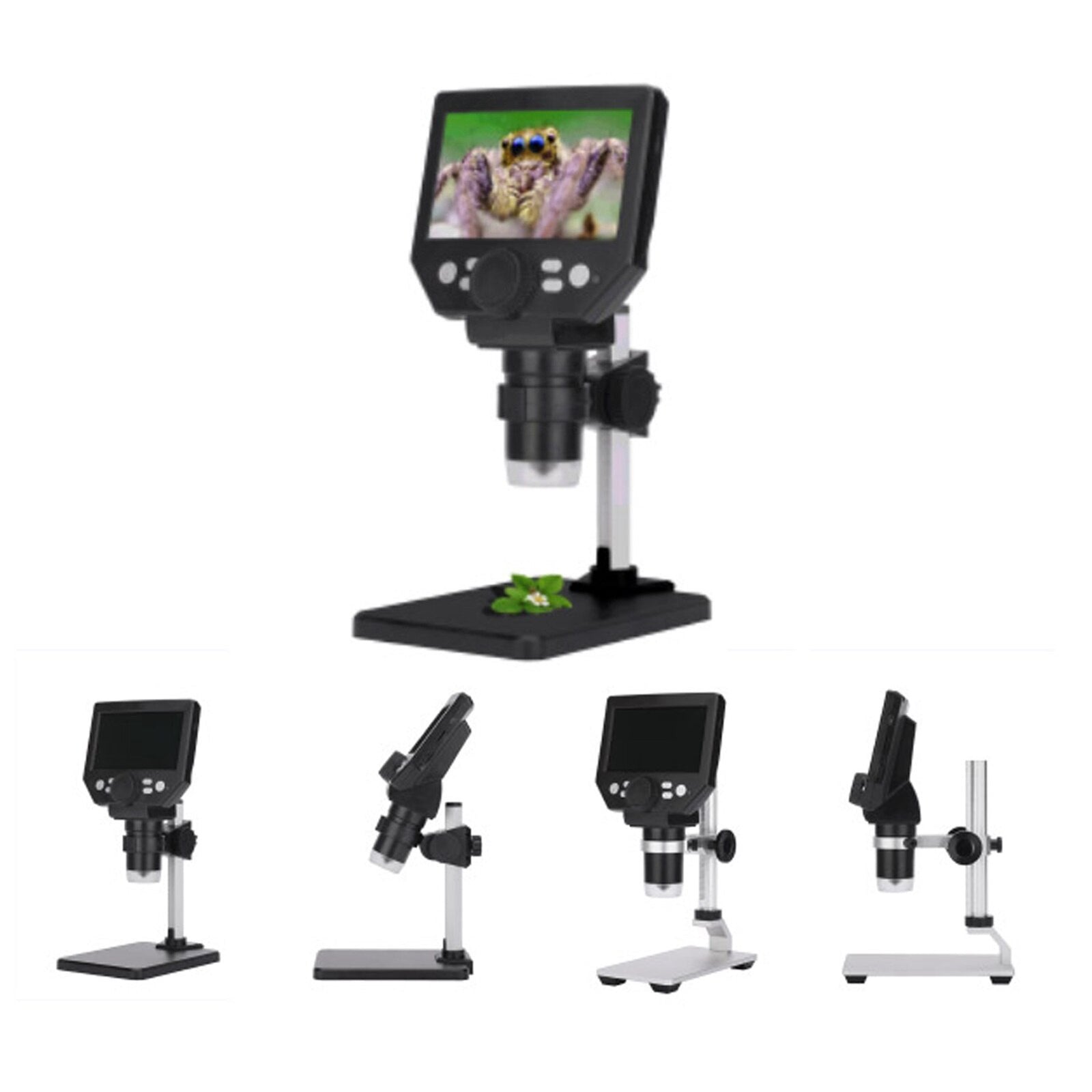 Microscop digital LCD 4.3” HD, 8MP, zoom 1-1000X, 8 LED-uri, baterie reincarcabila si suport PC