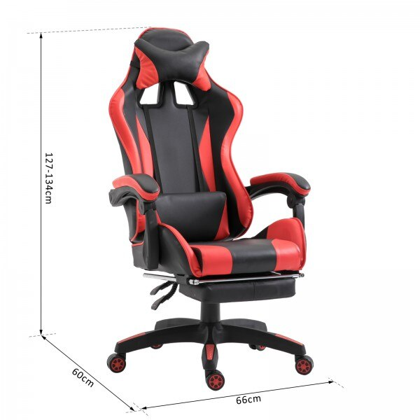 Scaun Gaming Racing SpeedX GT, Piele Ecologică, Recliner, Perne Ergonomice și Suport pentru Picioare