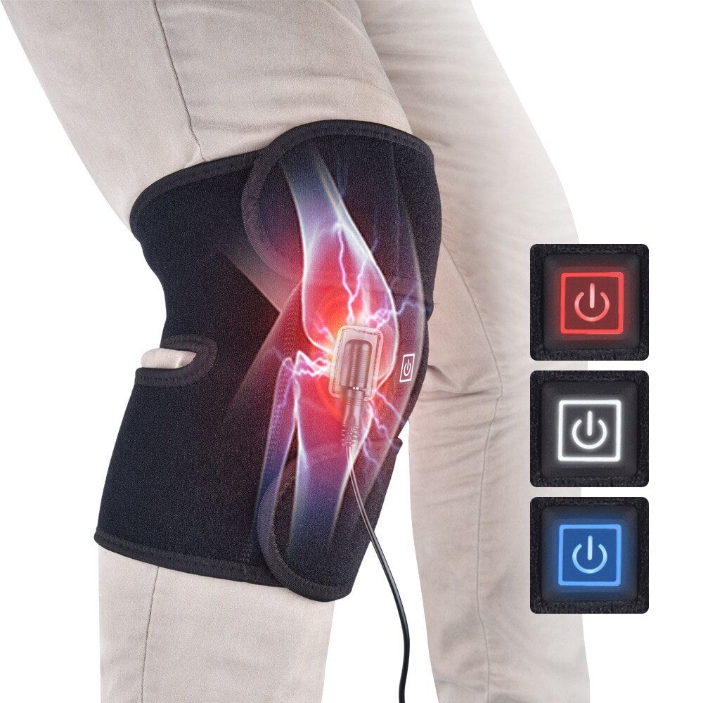 Genunchiera protectie cu incalzire, 3 trepte temperatura, CRM, Sport, Protejeaza Articulatia Genunchiului, Elastica, Marime universala, Unisex, Negru
