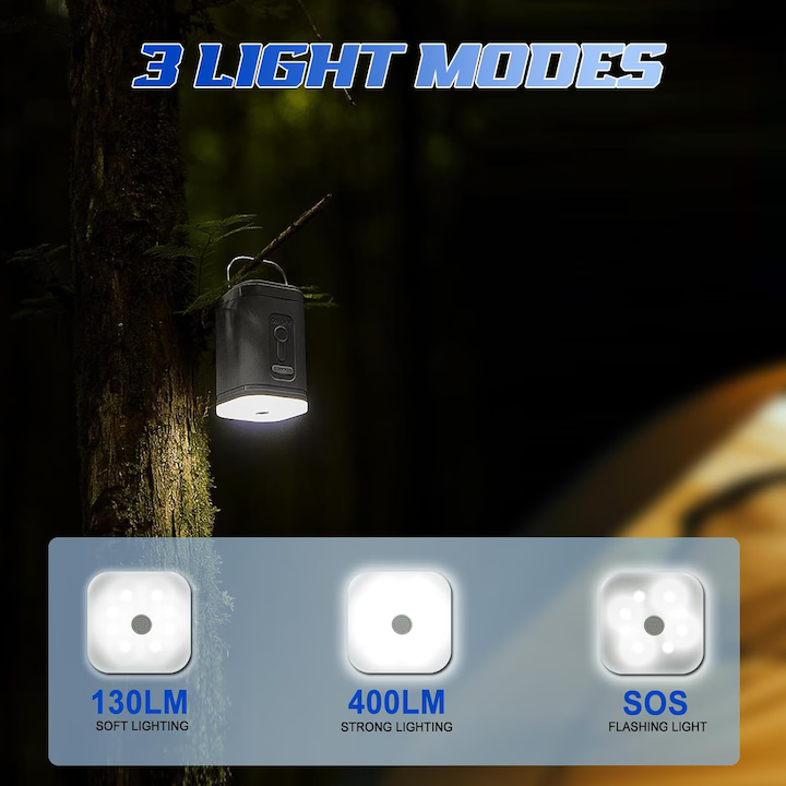 Pompa de aer electrică portabilă cu lanternă LED – 3 moduri luminoase, 5 duze, USB reîncărcabilă