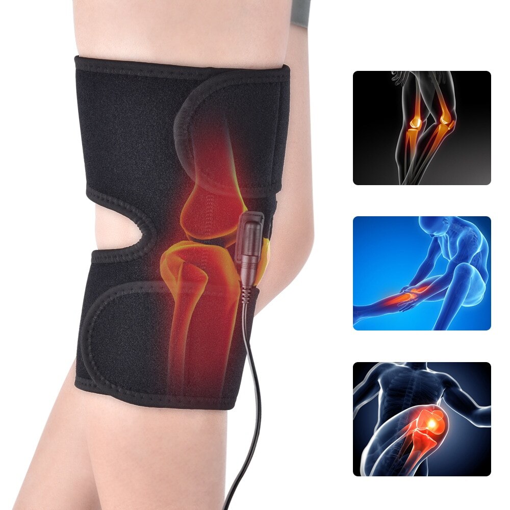 Genunchiera protectie cu incalzire, 3 trepte temperatura, CRM, Sport, Protejeaza Articulatia Genunchiului, Elastica, Marime universala, Unisex, Negru