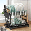 Scurgator vase, design auto-draining, organizator compact, negru, 42x30x29cm