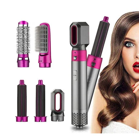 Set perie de par 5 in 1, 1000W, cu capete detasabile, design portabil, 32x15x5cm