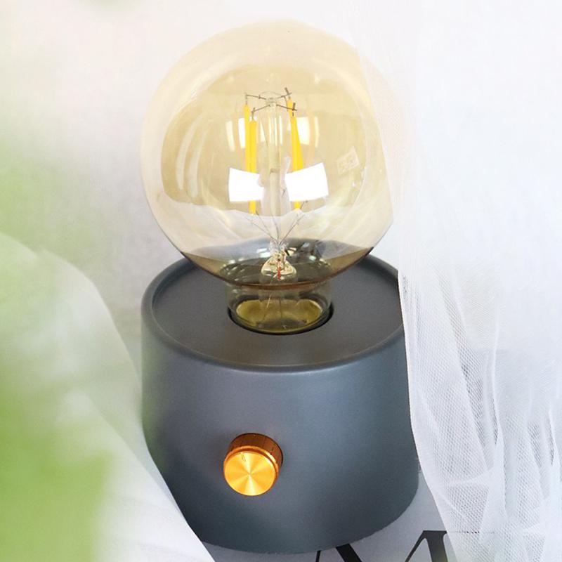 Veioza LED, lumina calda, neagra, alimentare baterii, moderna