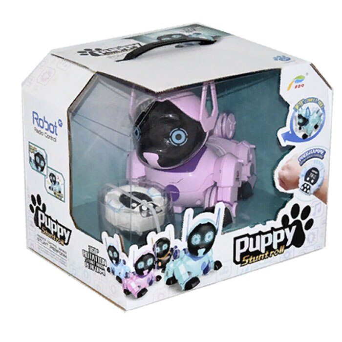 Robot Catelus Smart cu telecomanda ceas, cantece, lumini, rotire 360 de grade