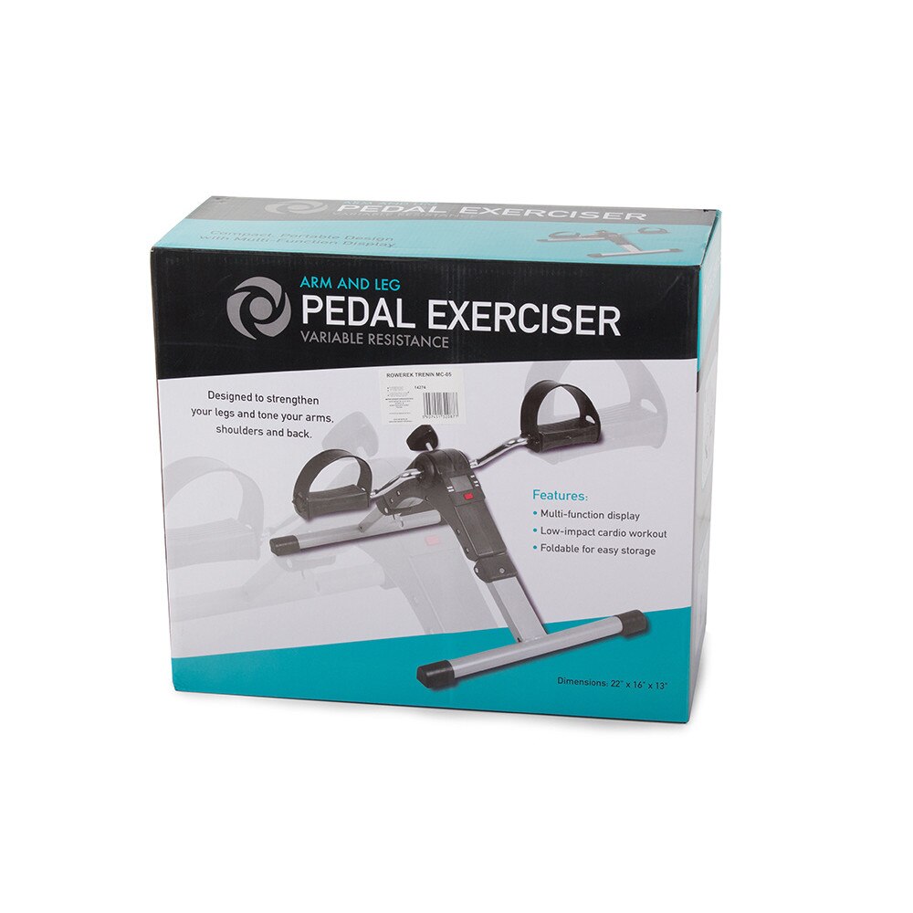 Mini bicicleta de antrenament pentru maini si picioare, inaltime reglabila, afisaj LCD, 100kg, negru