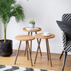 Set 3 masute decorative rotunde, cu picioare din lemn, stil scandinav, 3 inaltimi 41 / 45 / 49 cm