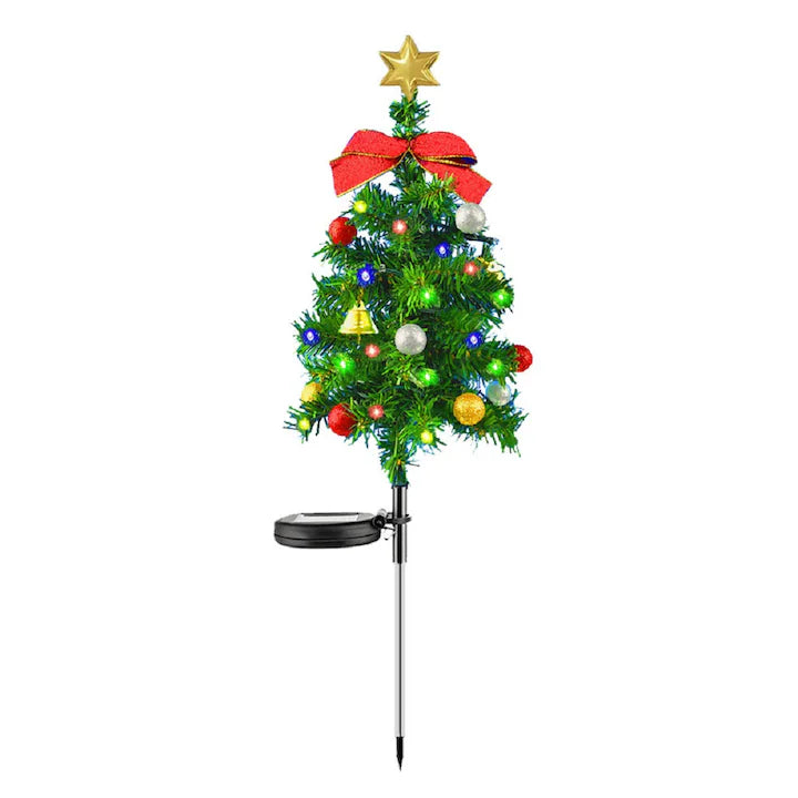 Set 2 Lampi solare decorative pentru gradina cu LED in forma de brad – 68 cm, lumina multicolora