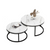 Set 2 masute rotunde de cafea cu efect de marmura, diametru 80/60 cm, blat MDF, cadru metalic