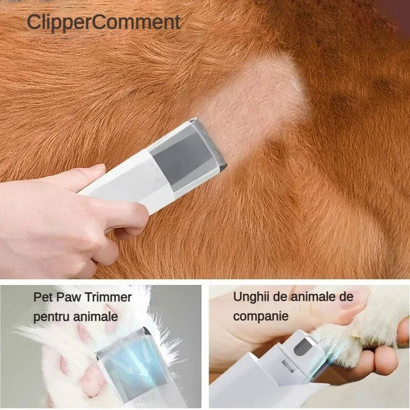 Masina de tuns animale 7 in 1 cu Aspirator integrat – Caini si Pisici, 6 dimensiuni de tuns, zgomot redus, Alb
