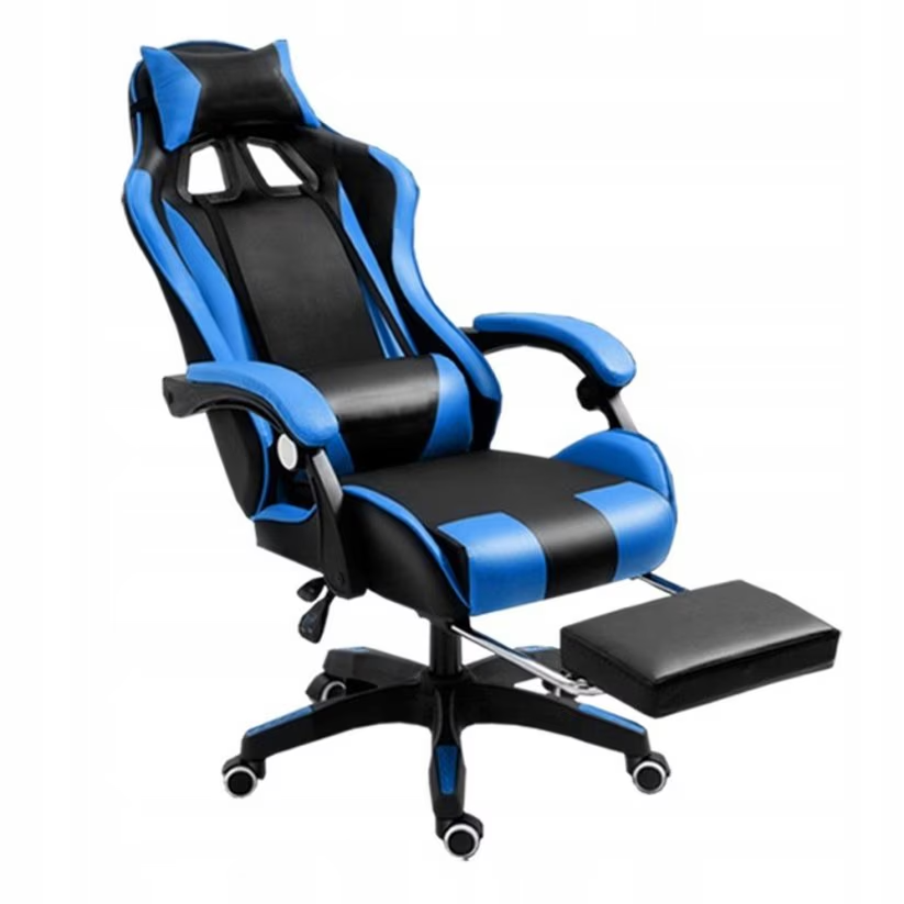 Scaun Gaming Racing SpeedX GT, Piele Ecologică, Recliner, Perne Ergonomice și Suport pentru Picioare