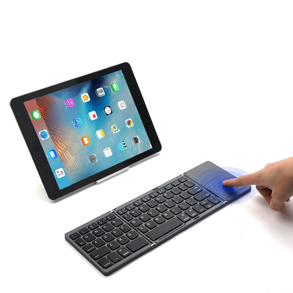 Tastatura pliabila ultra-subtire, touchpad incorporat cu 2 click-uri, wireless, compatibila cu Android, iOS, Smart TV