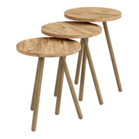 Set 3 masute decorative rotunde, cu picioare din lemn, stil scandinav, 3 inaltimi 41 / 45 / 49 cm - imagine 10