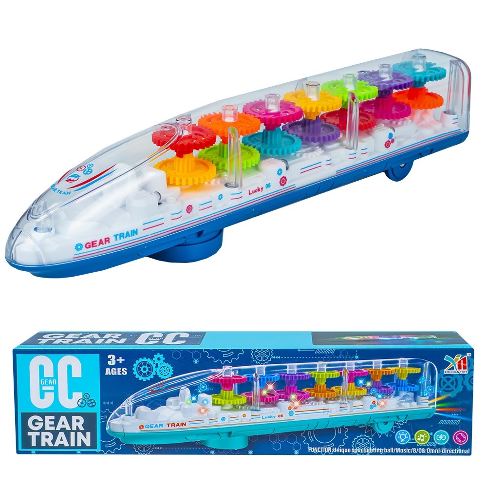 Tren de jucarie cu sunete şi lumini, carcasa transparenta
