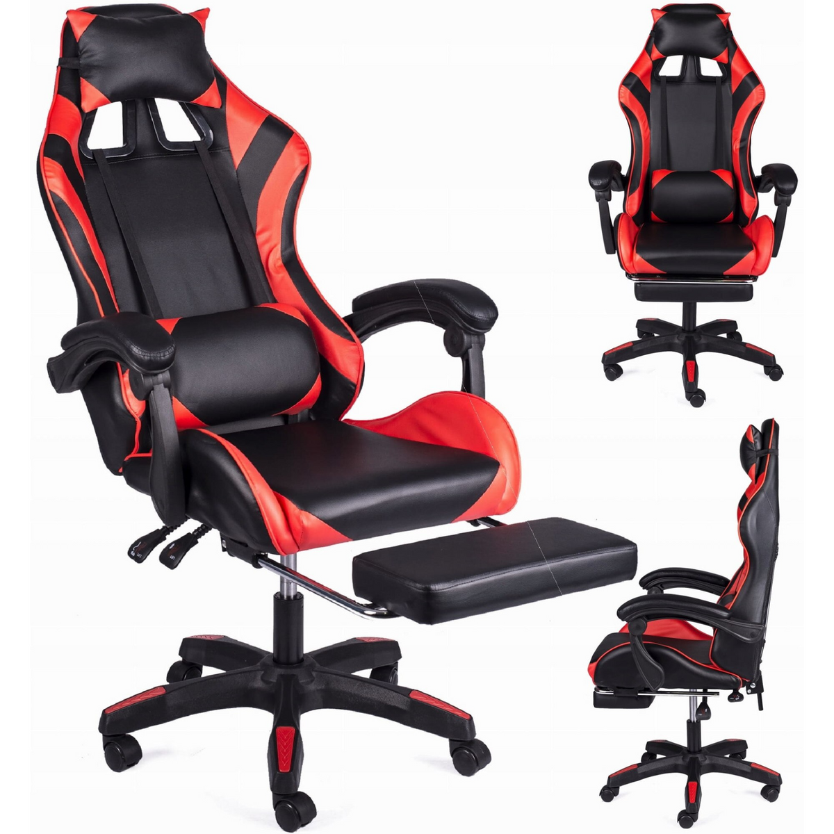 Scaun Gaming Racing SpeedX GT, Piele Ecologică, Recliner, Perne Ergonomice și Suport pentru Picioare