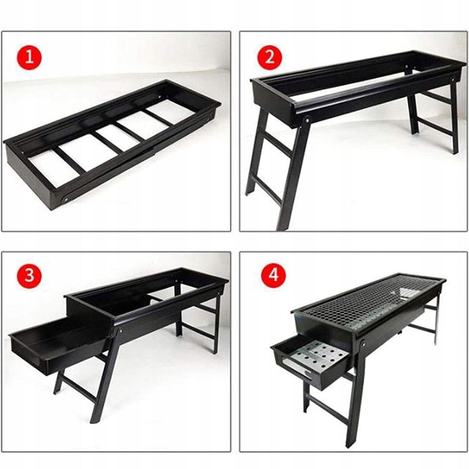 Gratar de gradina pliabil si portabil, 60x22x33cm, negru