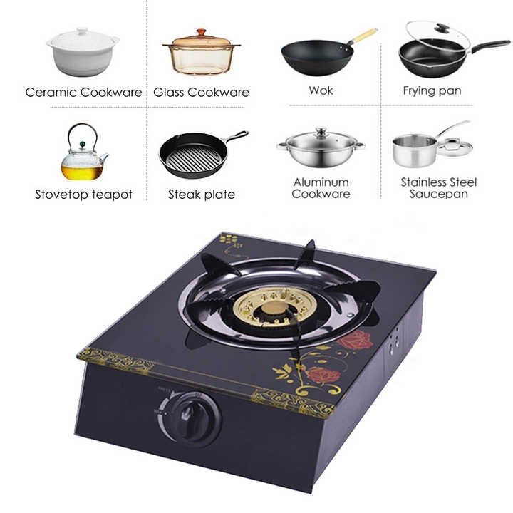 Aragaz din sticla securizata, 1 ochi din fonta, aprindere pe quartz, negru