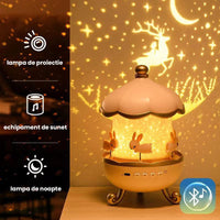 Carusel iepurasi cu proiectie stelara si rotire 360° – lampa veghe copii, 12 de moduri de lumina - imagine 9