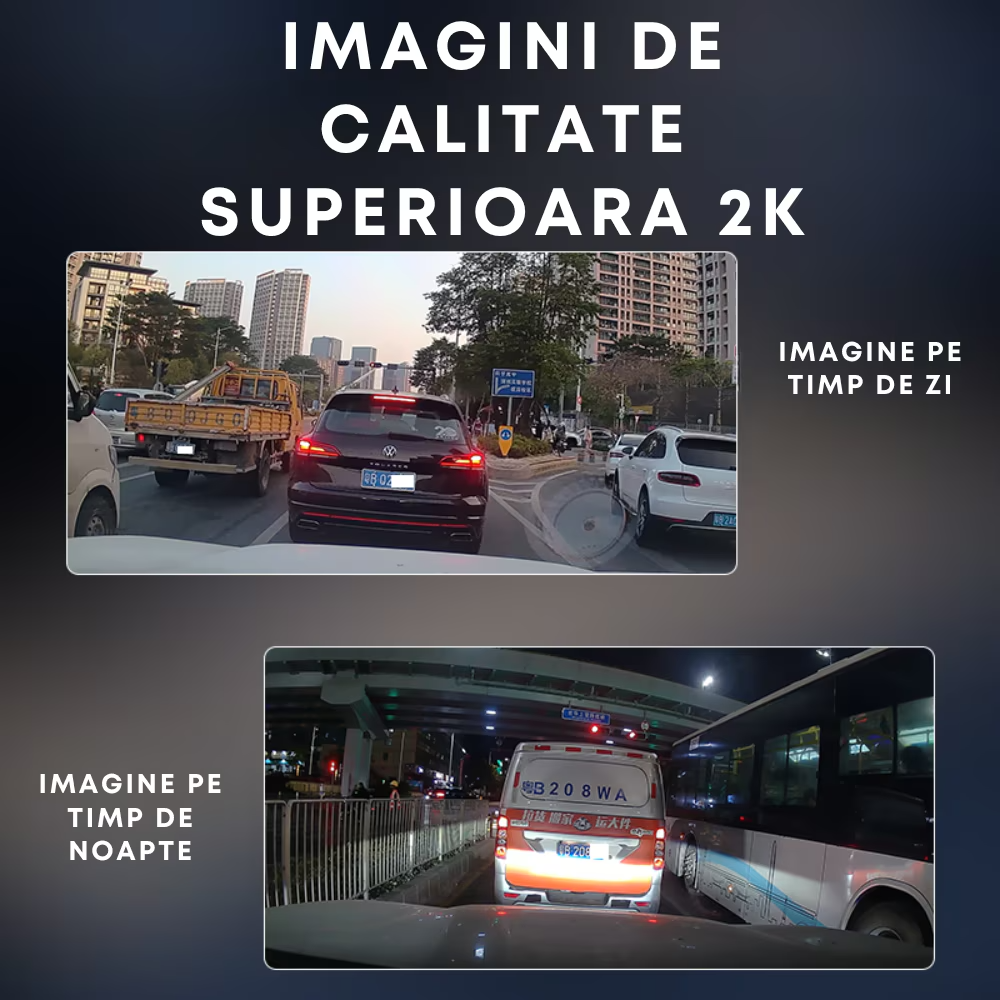 Camera video auto DVR 2K, cartela SIM 4G, monitorizare parcare 24h, 2 camere fata-spate, monitorizare parcare, control din aplicatie, G-senzor, inregistrare in bucla, vedere nocturna, unghi vizual larg, display LCD 3 inch