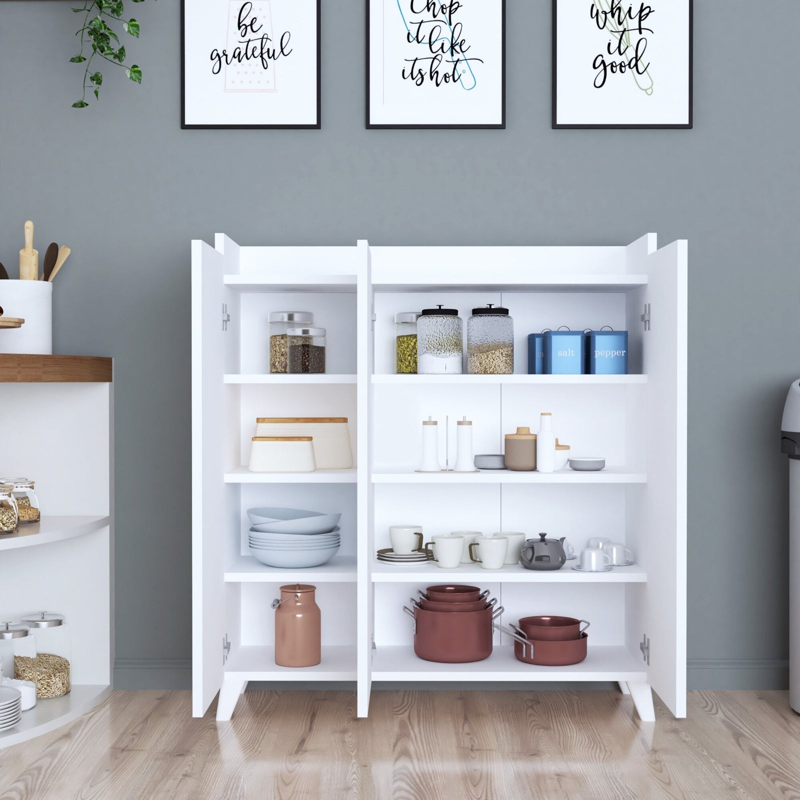 Dulap multifunctional cu 3 usi, Design scandinav modern 103.5 x 90 x 30cm